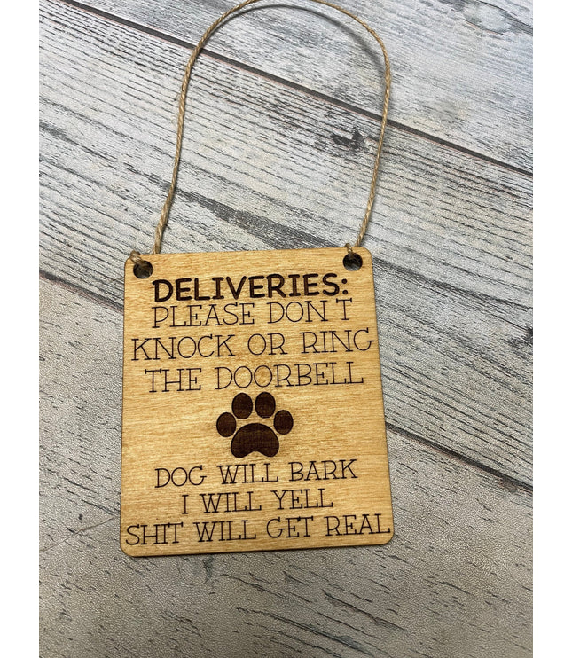 no need to ring doorbell, Shit will get real, Please Don't Knock Or Ring Doorbell, Doorbell Hanger, Door Hanger, Laser Engraved