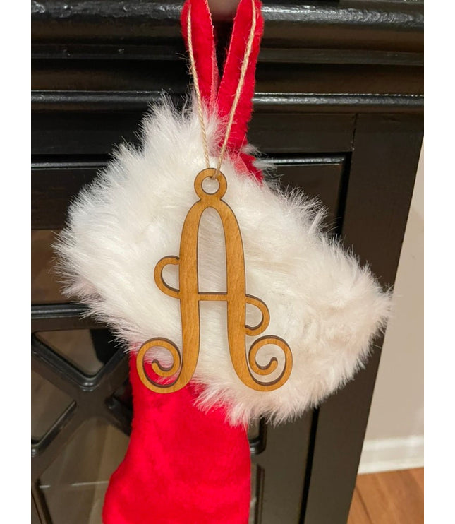 Monogram Stocking Tag: Laser Cut Baltic Birch Letter