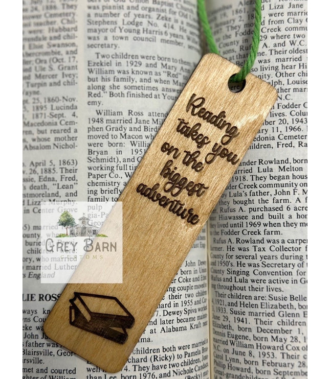 Engraved Wooden Bookmark: Reading Adventure Gift