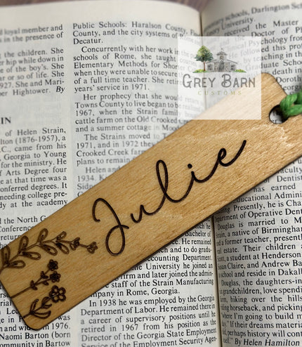 Personalized Wooden bookmark, custom bookmark, wood engraved bookmark, gifts for her, gifts for him