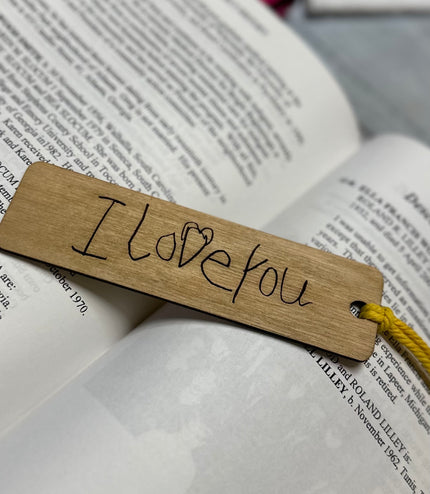 actual handwriting Wooden bookmark, engraved handwriting custom bookmark, wood engraved bookmark, gifts for her, gifts for him,