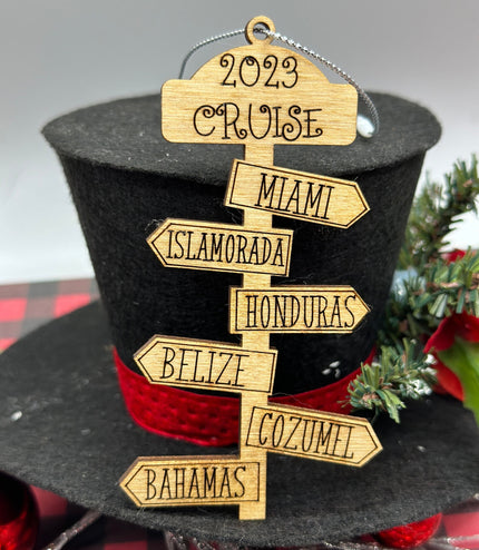 Travel Ornament, Trips, Vacation Ornament, Personalized Ornament, Adventure List Christmas Ornament, Street Sign Ornament