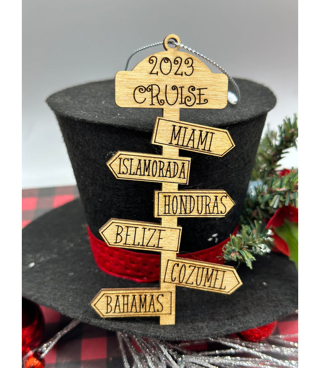 Travel Ornament, Trips, Vacation Ornament, Personalized Ornament, Adventure List Christmas Ornament, Street Sign Ornament