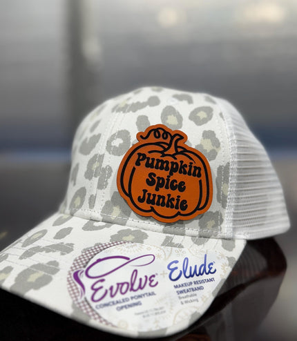 Pumpkin Spice Junkie Ponytail Hat: Fall Vibes Snapback