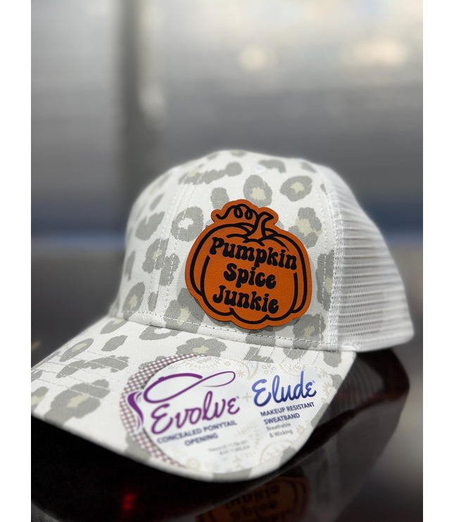 Pumpkin Spice Junkie Ponytail Hat: Fall Vibes Snapback