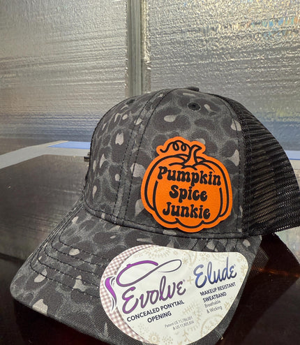 Pumpkin Spice Junkie Ponytail Hat: Fall Vibes Snapback