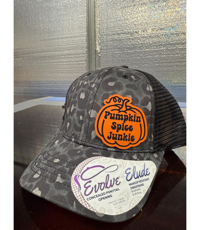 Pumpkin Spice Junkie Ponytail Hat: Fall Vibes Snapback