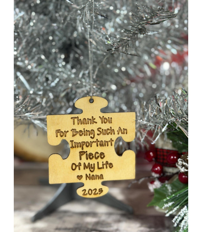 Kids keepsake Christmas ornament, Teacher gift, puzzle piece ornament, gift for grandparents, Christmas 2025, Important piece, personalized