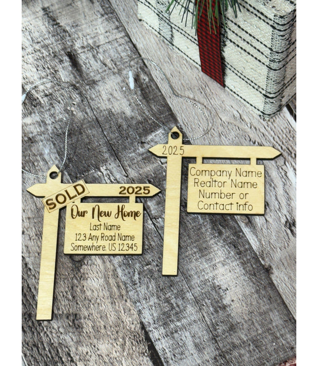 First Home Ornament: 2025 Realtor Gift, Baltic Birch