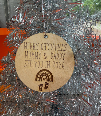 New Parents Ornament, new mommy, new daddy, 2026 baby, New baby Christmas ornament, parents to be, twins, grandparents, Rainbow Baby