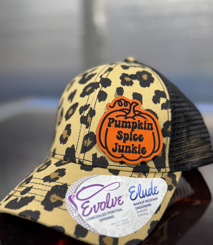 Pumpkin Spice Junkie Ponytail Hat: Fall Vibes Snapback