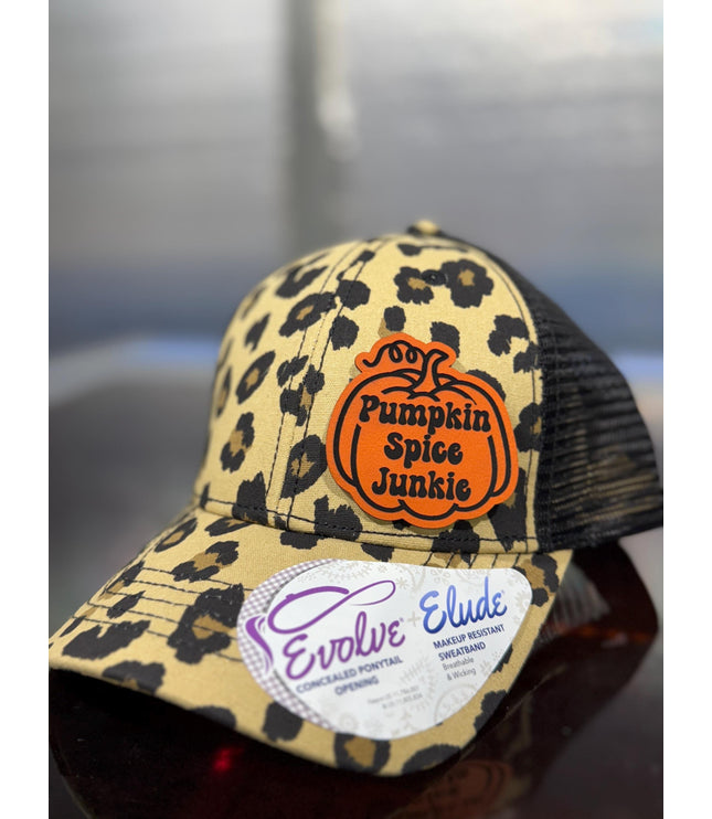 Pumpkin Spice Junkie Ponytail Hat: Fall Vibes Snapback
