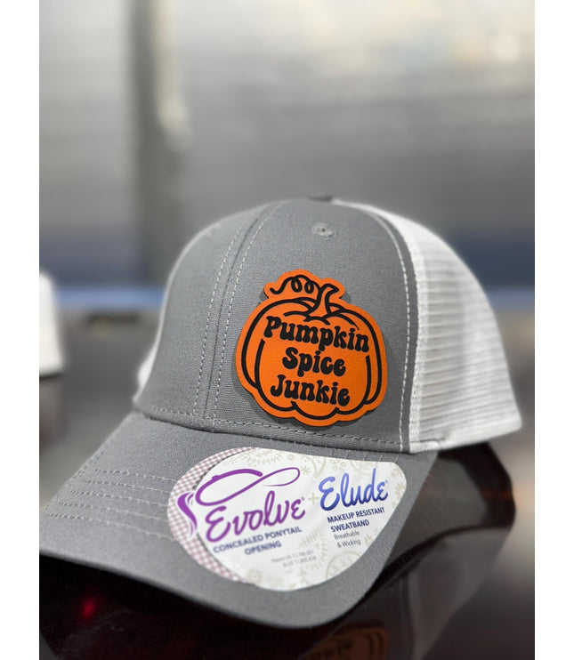 Pumpkin Spice Junkie Ponytail Hat: Fall Vibes Snapback