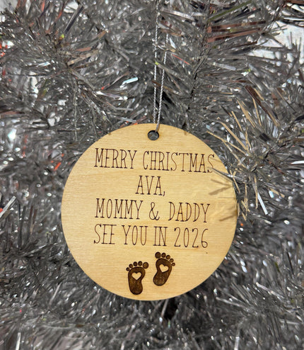 New Parent CUSTOMIZED wording, new mommy, new daddy, 2026 baby, New baby Christmas ornament, parents to be, twins, grandparents