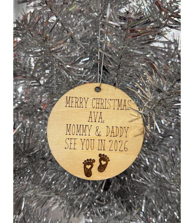 New Parent CUSTOMIZED wording, new mommy, new daddy, 2026 baby, New baby Christmas ornament, parents to be, twins, grandparents