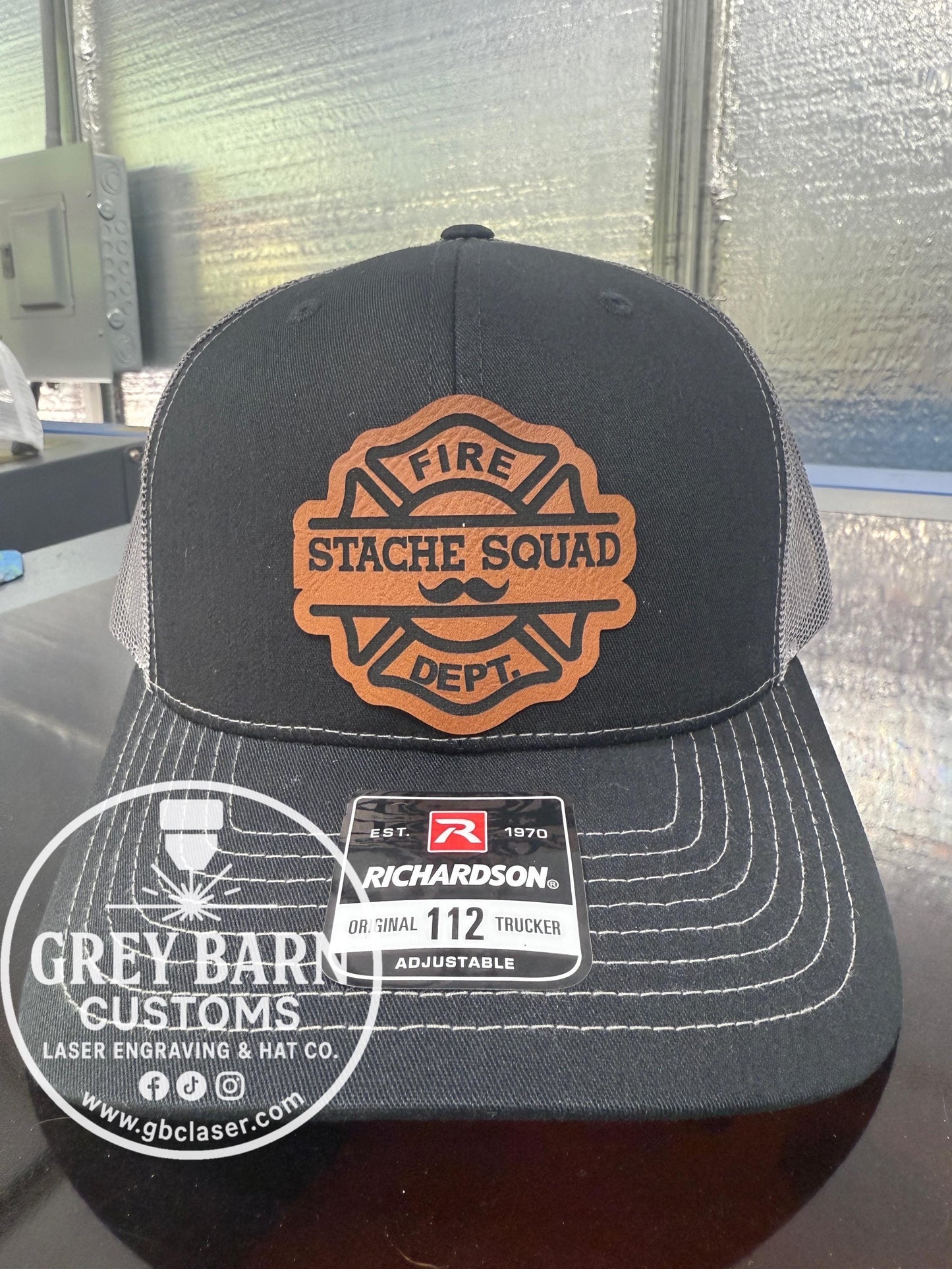 Fireman hat, Stache Squad, mustache hat, Firefighter, Funny hat