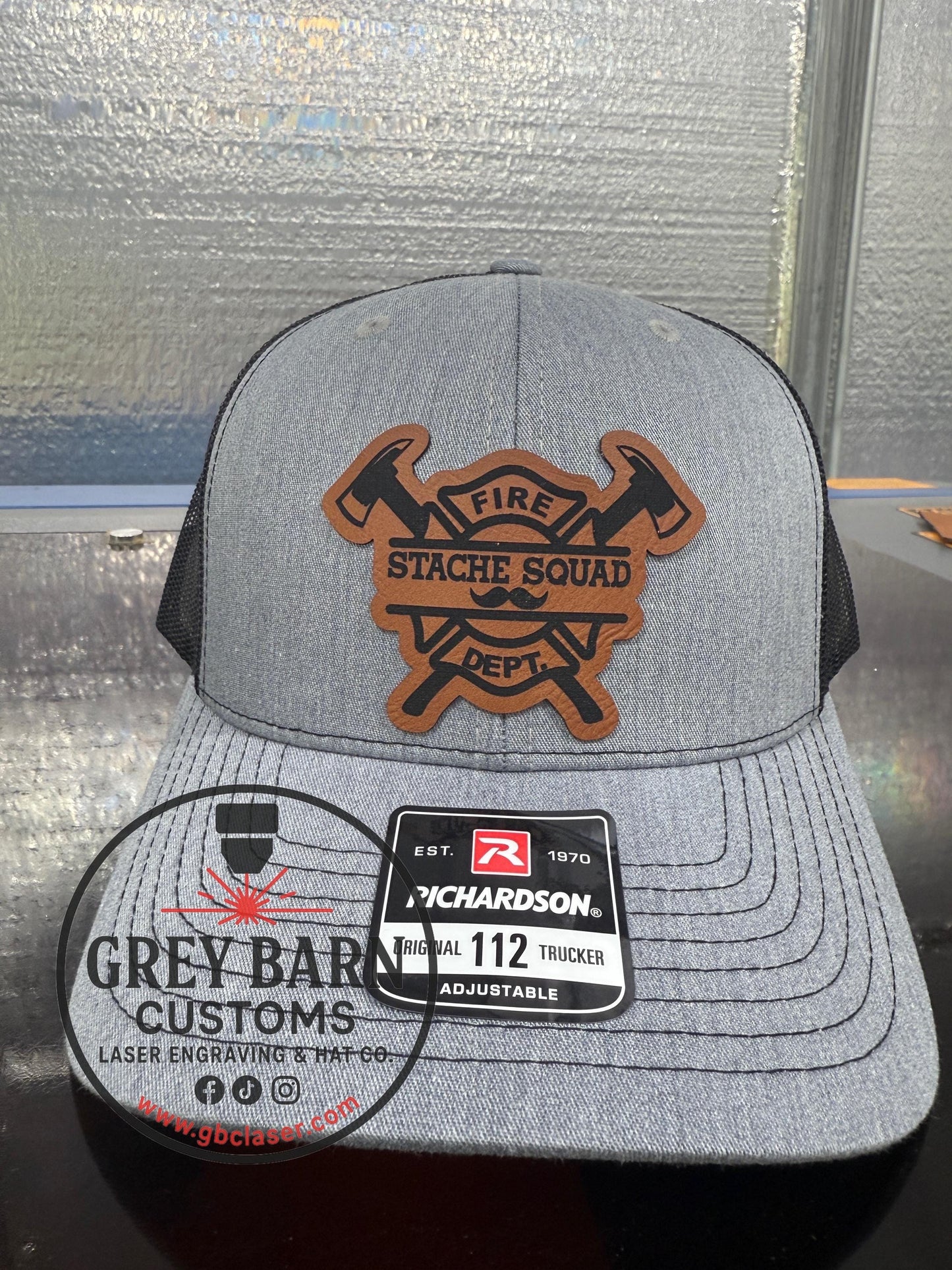 Fireman hat, Stache Squad, mustache hat, Firefighter, Funny hat