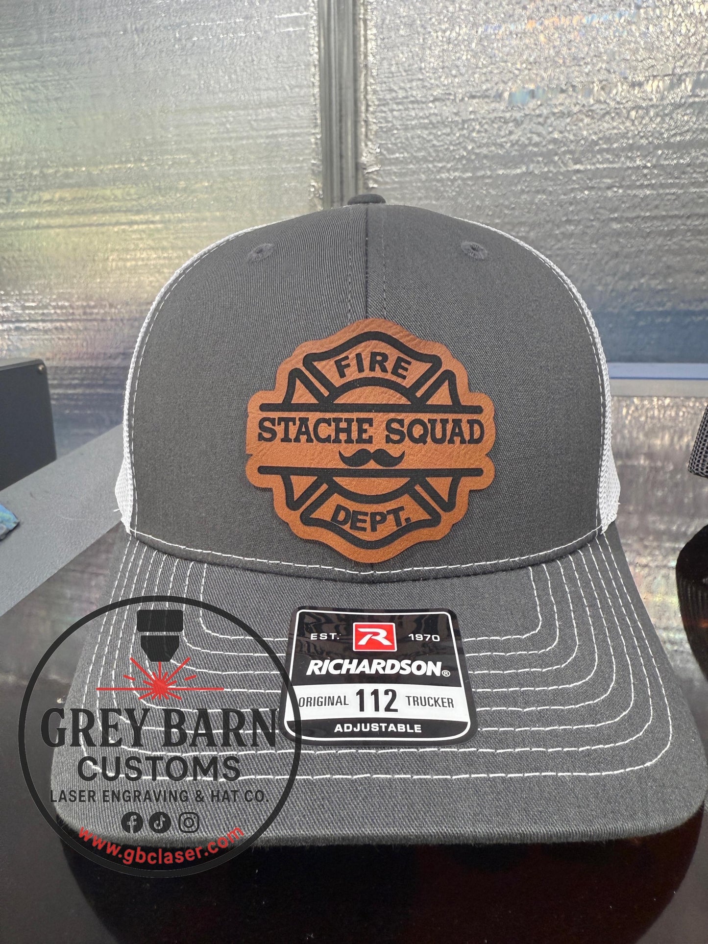 Fireman hat, Stache Squad, mustache hat, Firefighter, Funny hat