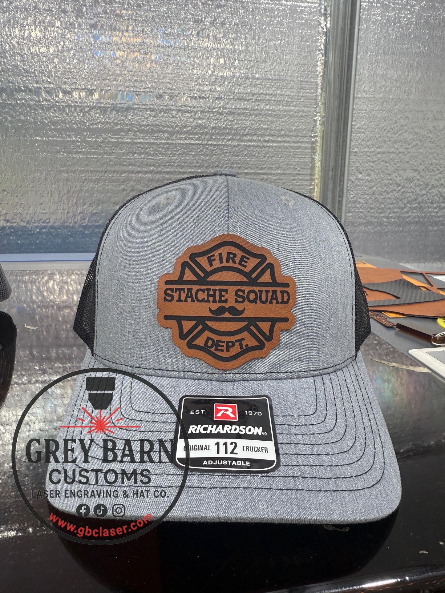 Fireman hat, Stache Squad, mustache hat, Firefighter, Funny hat