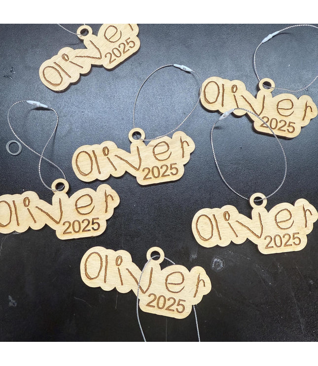 Engraved Handwriting ornament, or magnet, Childs handwriting, parents, grandparents handwriting