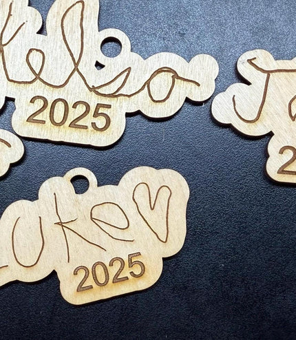 Engraved Handwriting ornament, or magnet, Childs handwriting, parents, grandparents handwriting