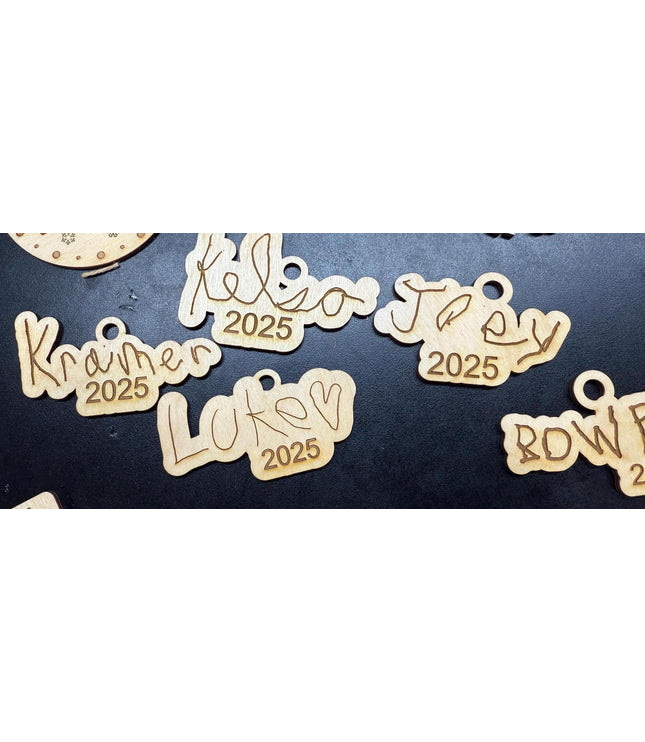 Engraved Handwriting ornament, or magnet, Childs handwriting, parents, grandparents handwriting