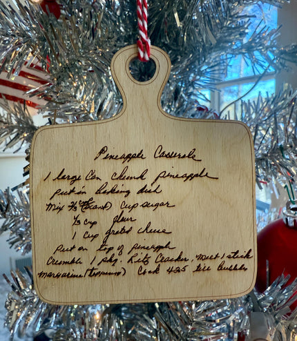 Handwritten Recipe Christmas ornaments, Farm house ornament, Mini Cutting Board, gift tag