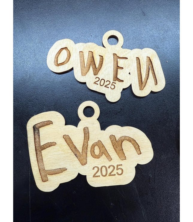 Engraved Handwriting ornament, or magnet, Childs handwriting, parents, grandparents handwriting