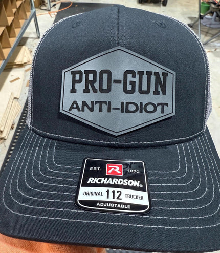 anti idiot, 2a,  pro gun leatherette patch hat, American, 2nd Amendment hat