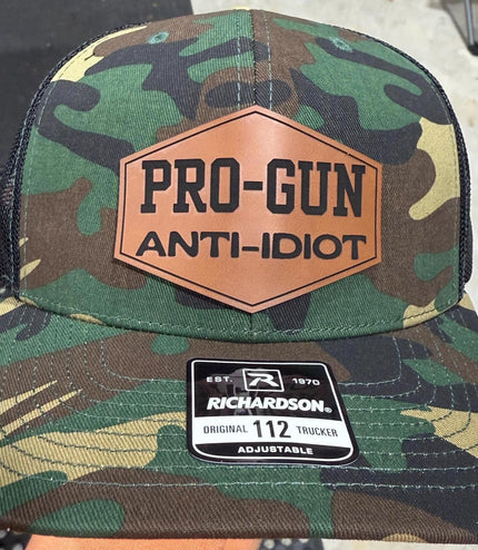 anti idiot, 2a,  pro gun leatherette patch hat, American, 2nd Amendment hat