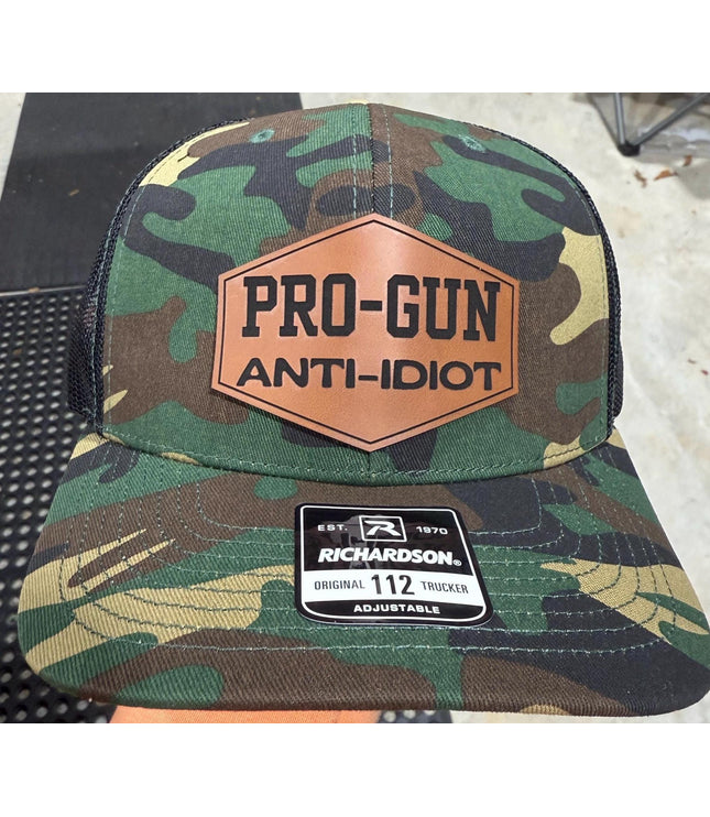 anti idiot, 2a,  pro gun leatherette patch hat, American, 2nd Amendment hat