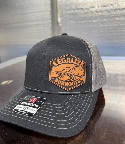 Legalize Burnouts, burnouts, laying rubber, hot rod, leatherette patch hat