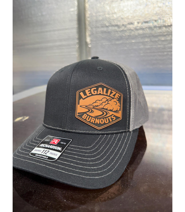 Legalize Burnouts, burnouts, laying rubber, hot rod, leatherette patch hat