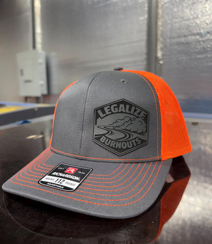Legalize Burnouts, burnouts, laying rubber, hot rod, leatherette patch hat