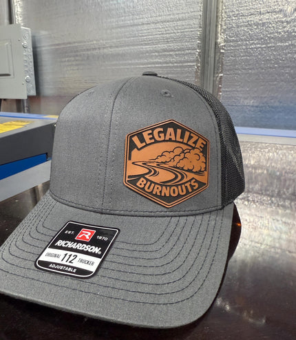 Legalize Burnouts, burnouts, laying rubber, hot rod, leatherette patch hat