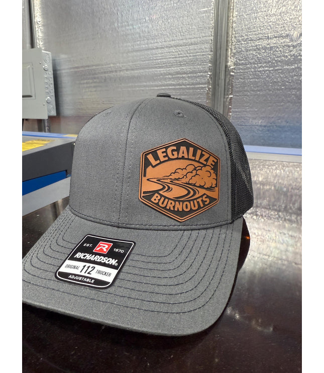 Legalize Burnouts, burnouts, laying rubber, hot rod, leatherette patch hat