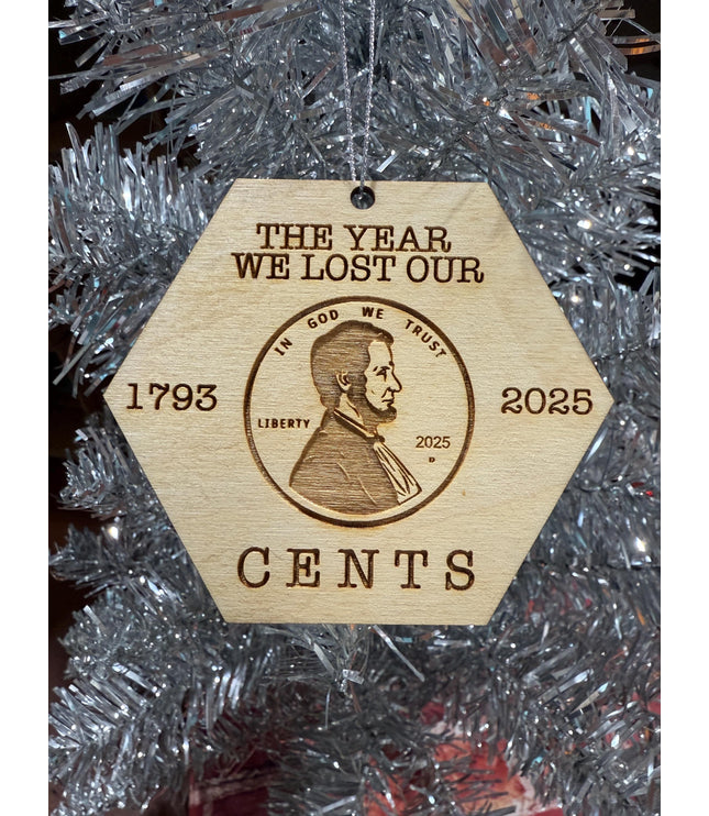 Penny ornament, the year we lost our cents, goodbye to the penny