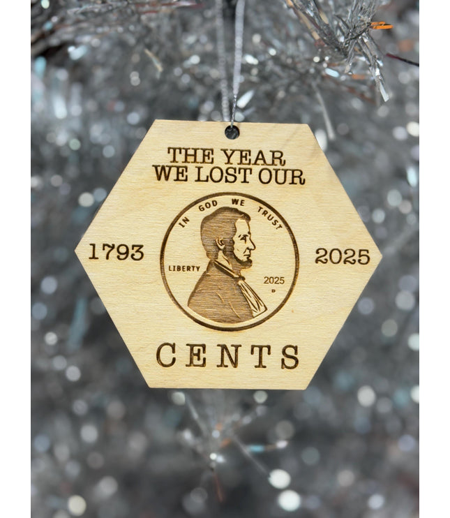 Penny ornament, the year we lost our cents, goodbye to the penny