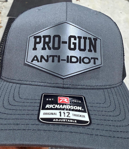 anti idiot, 2a,  pro gun leatherette patch hat, American, 2nd Amendment hat