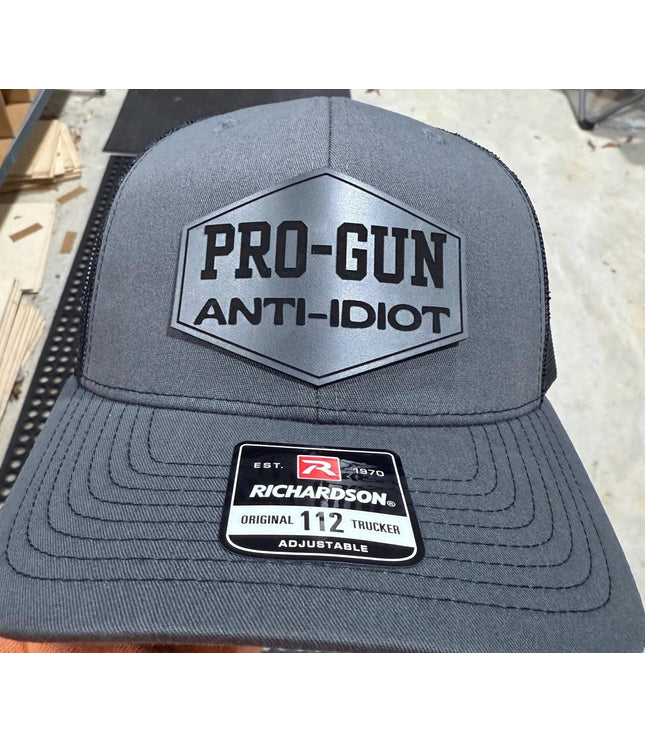 anti idiot, 2a,  pro gun leatherette patch hat, American, 2nd Amendment hat