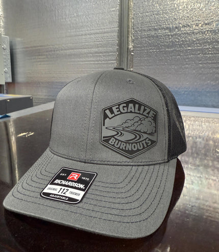 Legalize Burnouts, burnouts, laying rubber, hot rod, leatherette patch hat