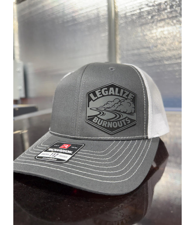Legalize Burnouts, burnouts, laying rubber, hot rod, leatherette patch hat
