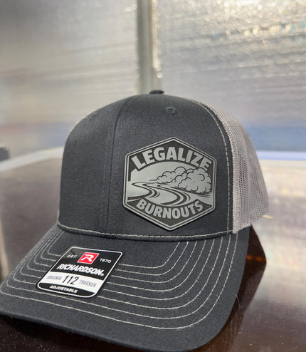 Legalize Burnouts, burnouts, laying rubber, hot rod, leatherette patch hat