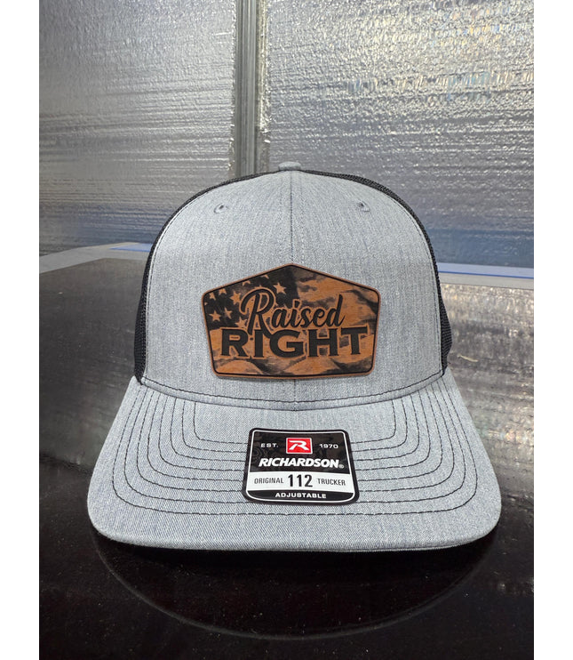 Raised Right, flag , leatherette patch hat